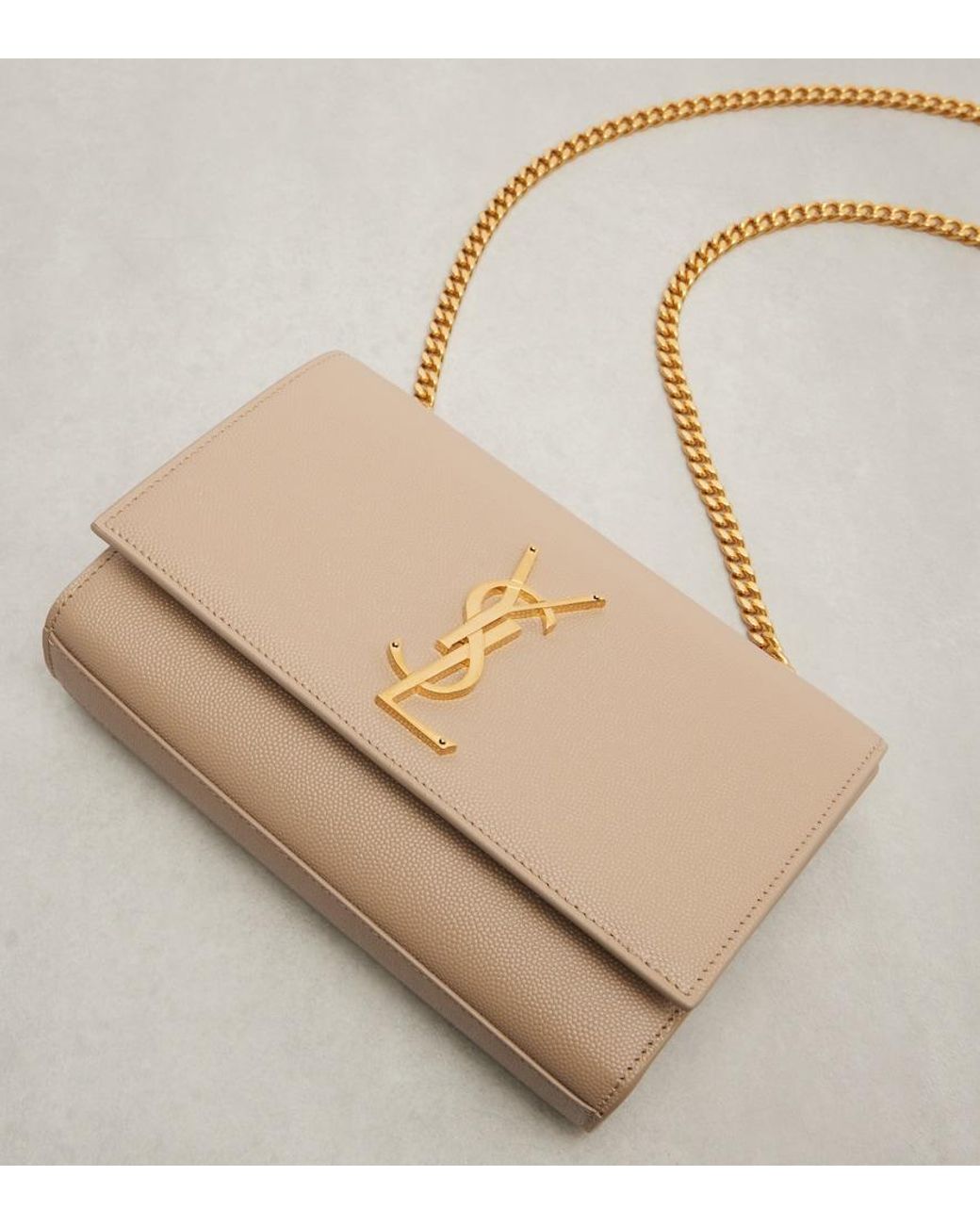 Saint Laurent Natural Kate Small Leather Shoulder Bag