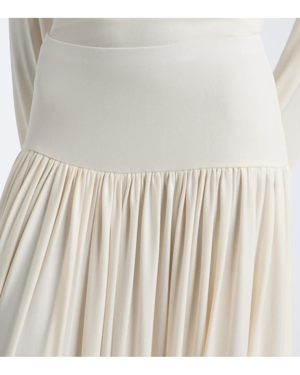 AYA MUSE White Elya Asymmetric Pleated Midi Skirt