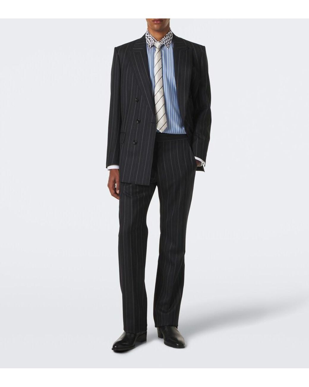 Tom Ford Blue Striped Silk Shirt for men