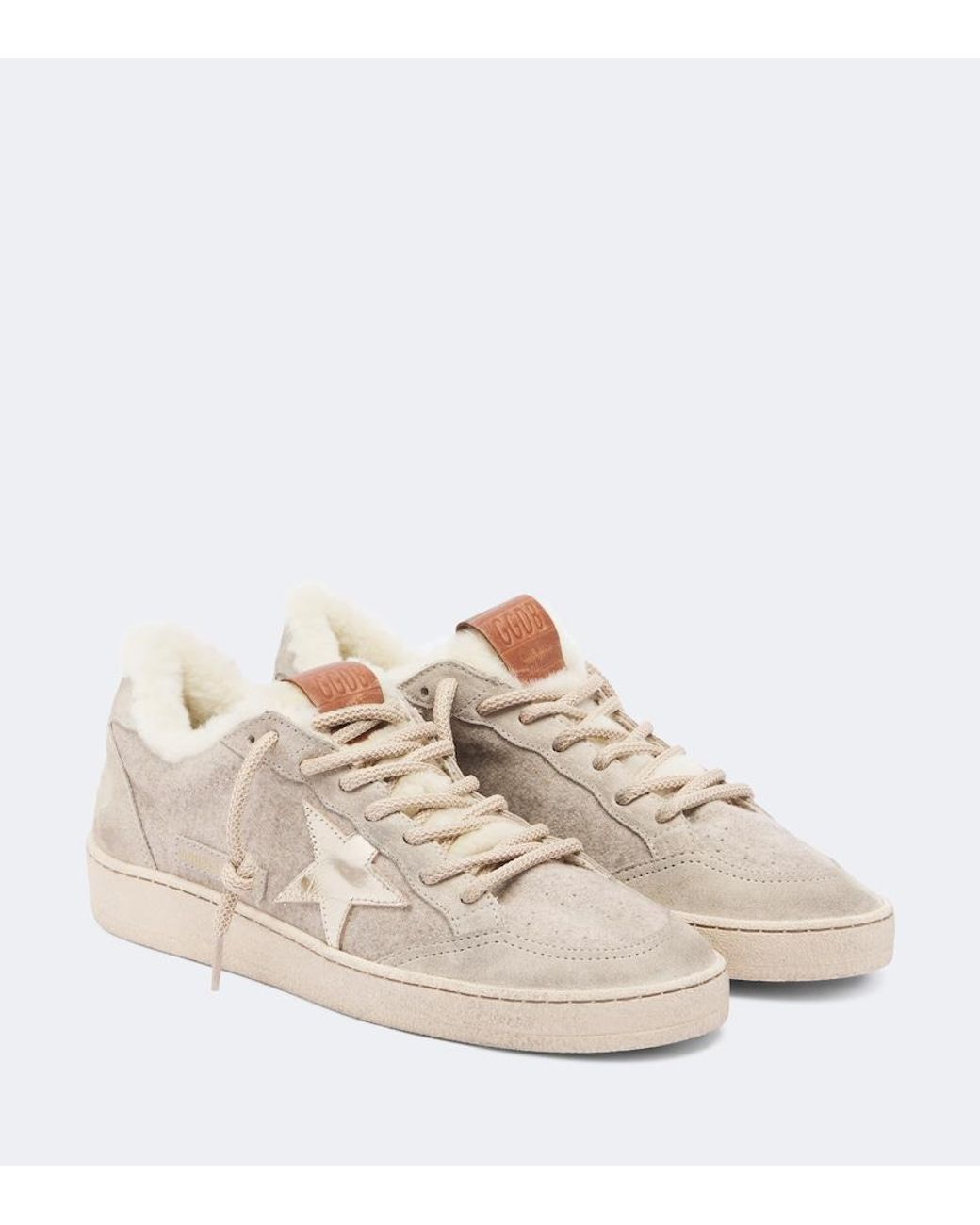 Golden Goose Deluxe Brand Natural Ball Star Suede-Trimmed Sneakers