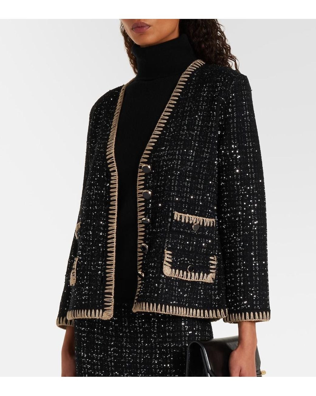 Veronica Beard Black Ceriani Tweed Cardigan