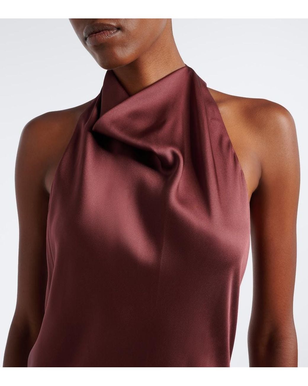 Brunello Cucinelli Purple Halterneck Silk Satin Gown