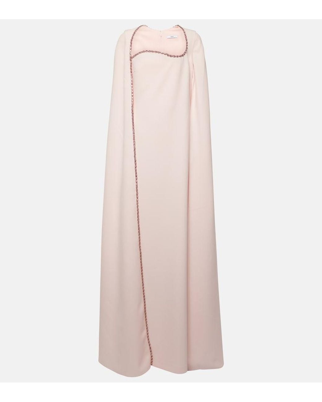 Safiyaa Pink Mattia Caped Embellished Crepe Gown
