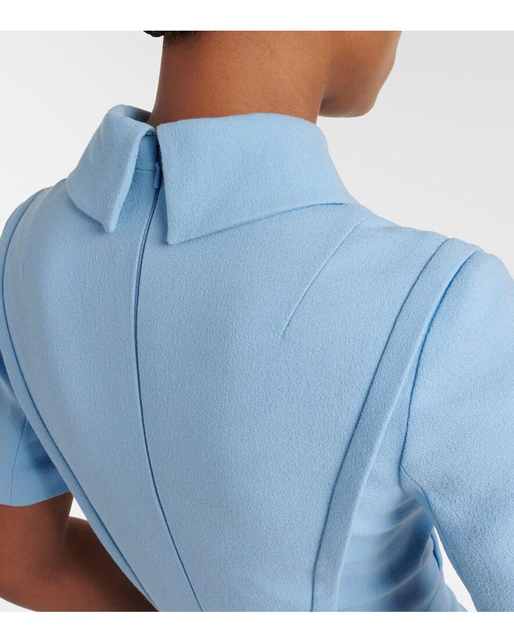 Emilia Wickstead Blue Valletta Wool Cocktail Dress