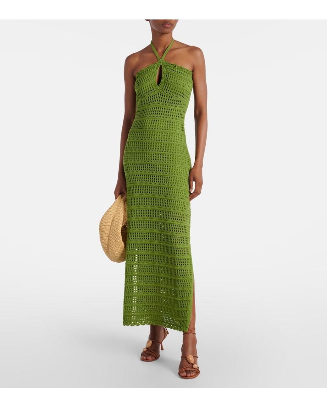 Jonathan Simkhai Green Koah Cotton-Blend Midi Dress