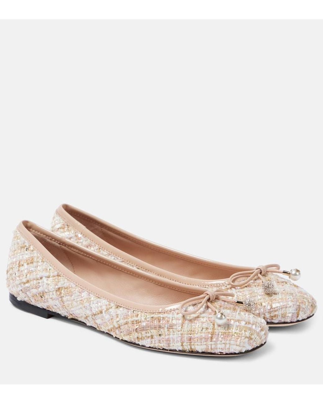 Jimmy Choo Pink Elme Tweed Ballet Flats