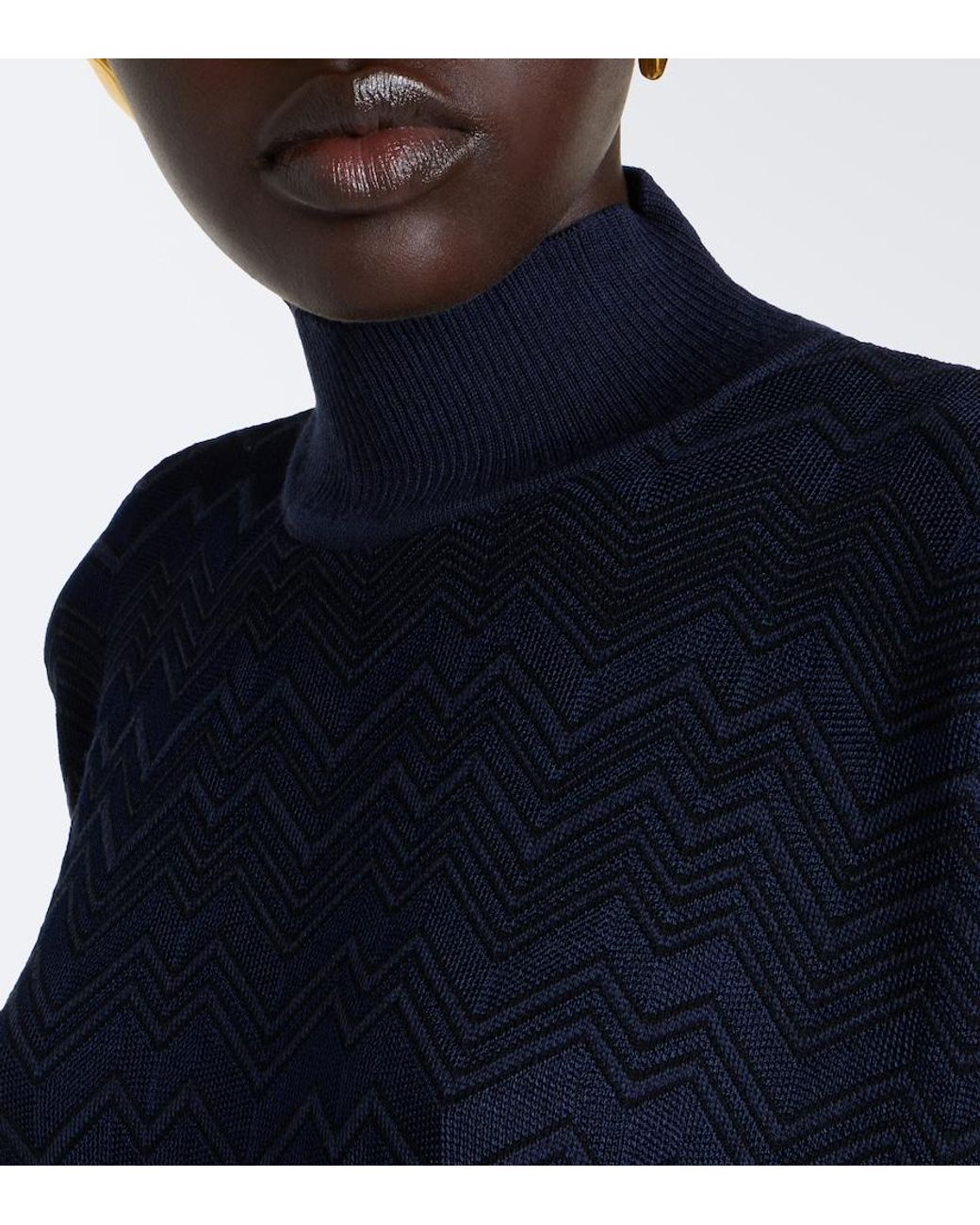 Missoni Blue Zigzag High Neck Sweater