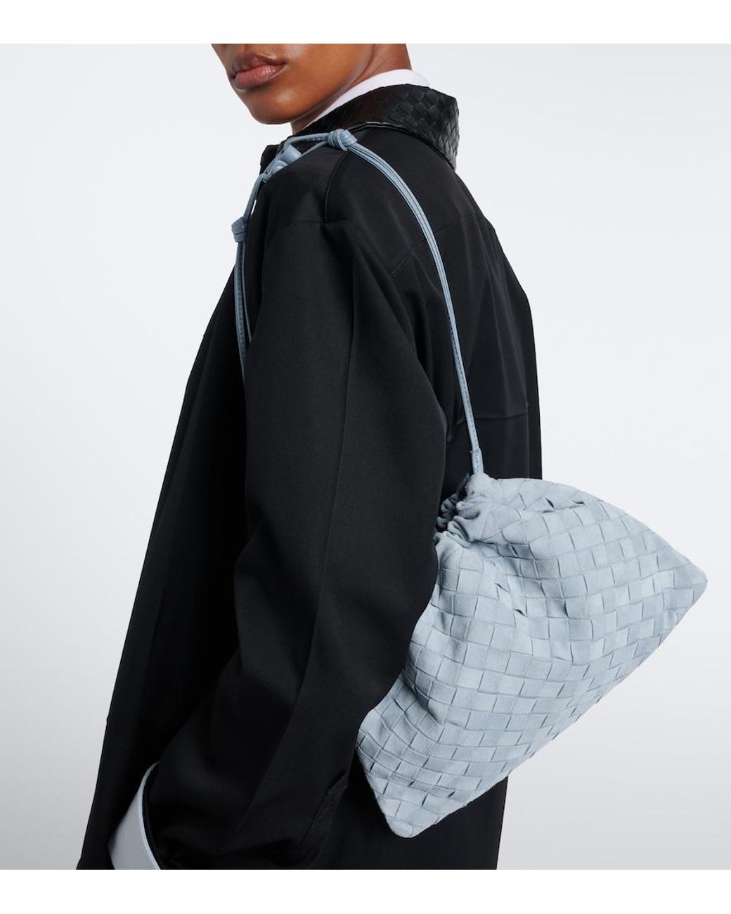 Bottega Veneta Blue Dustbag Intrecciato Small Suede Pouch
