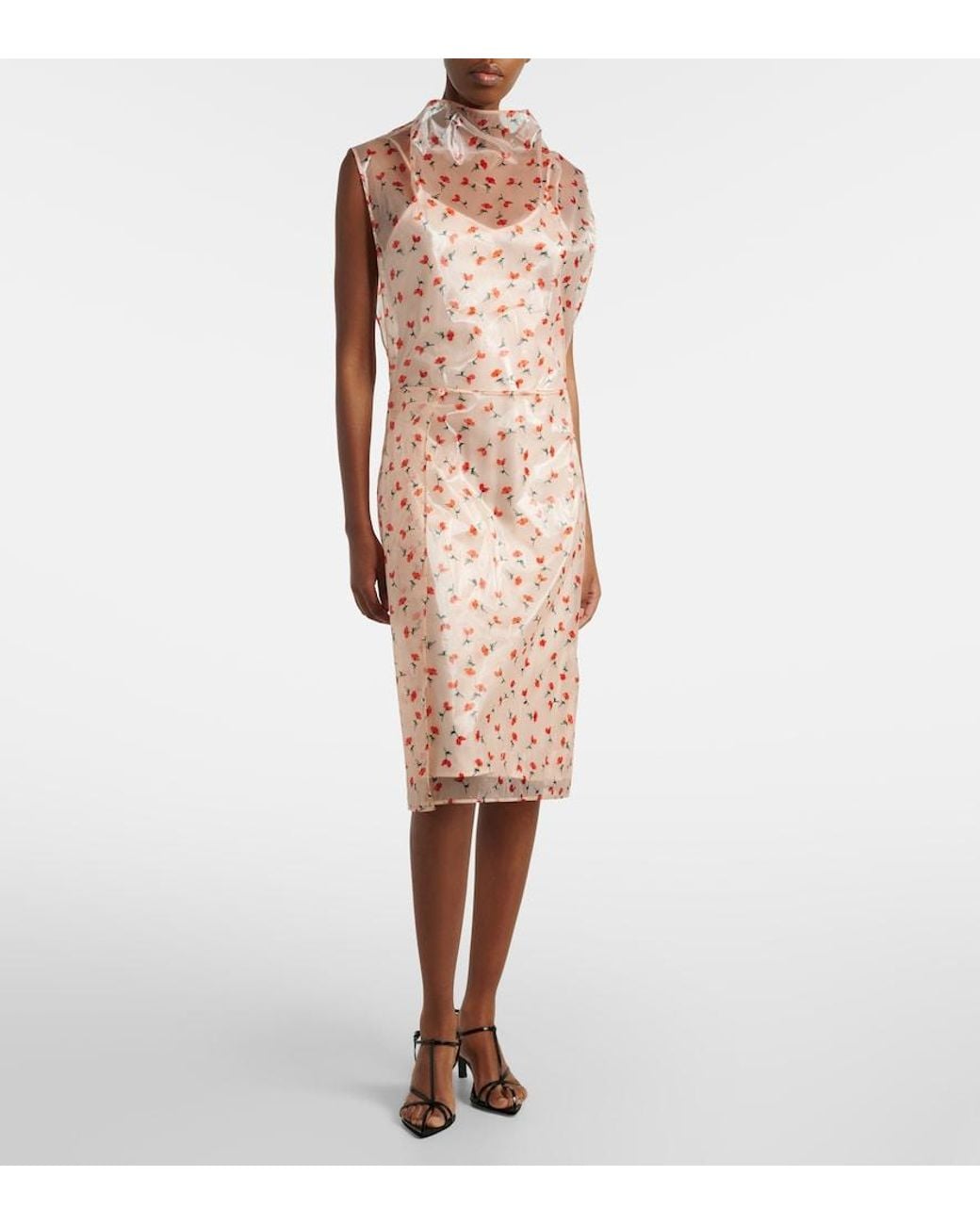 Jil Sander Pink Floral Midi Dress