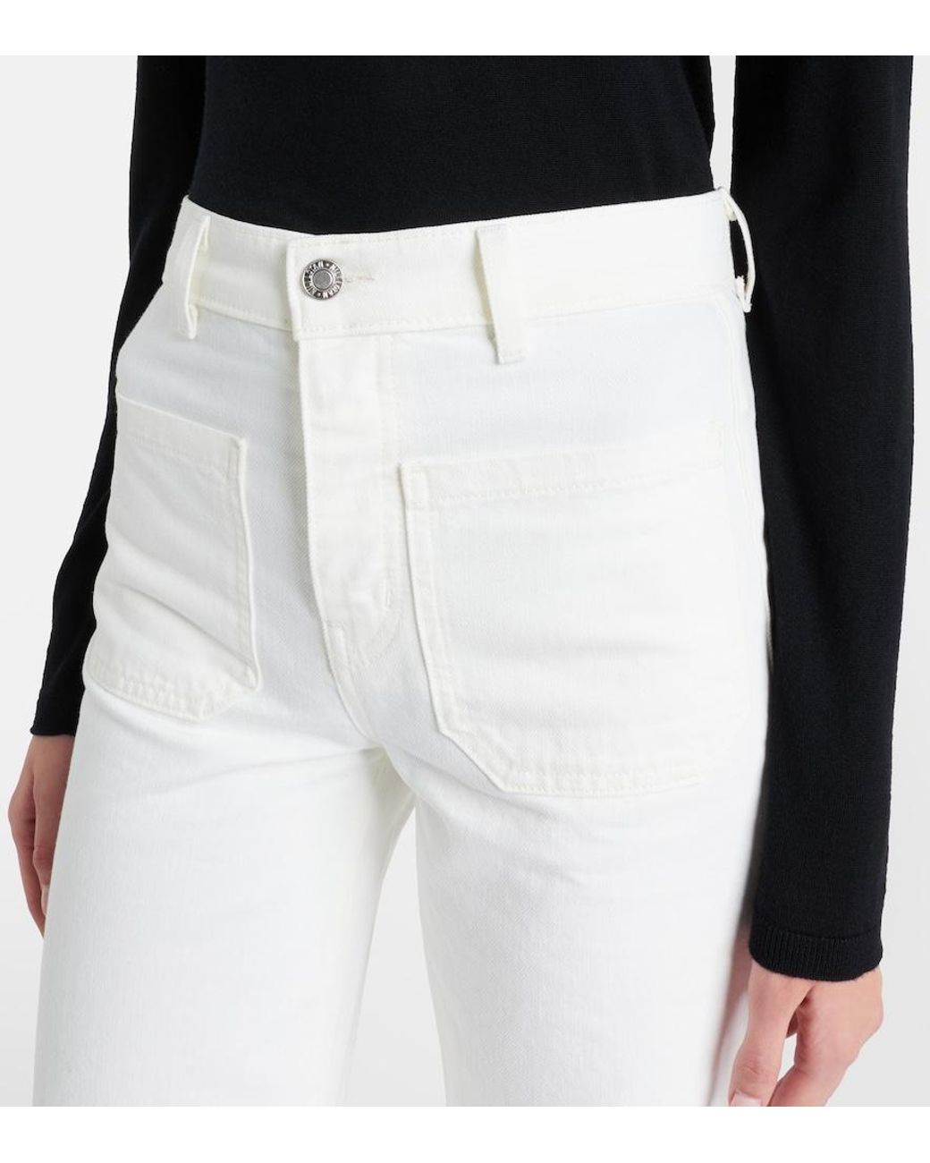 Nili Lotan White Florence High-Rise Flared Jeans