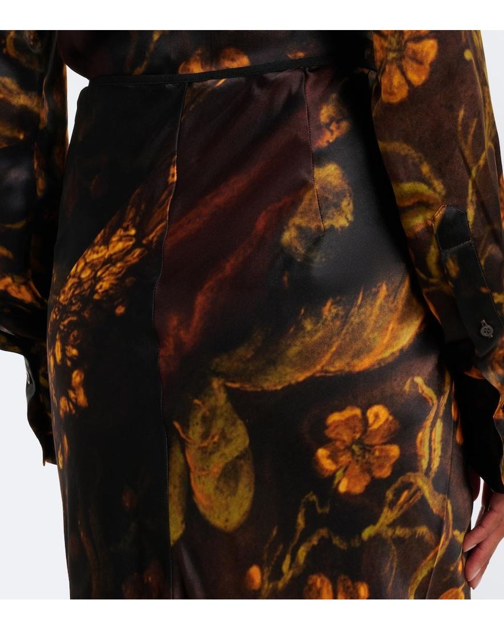 Dries Van Noten Multicolor Floral Silk Satin Slip Skirt