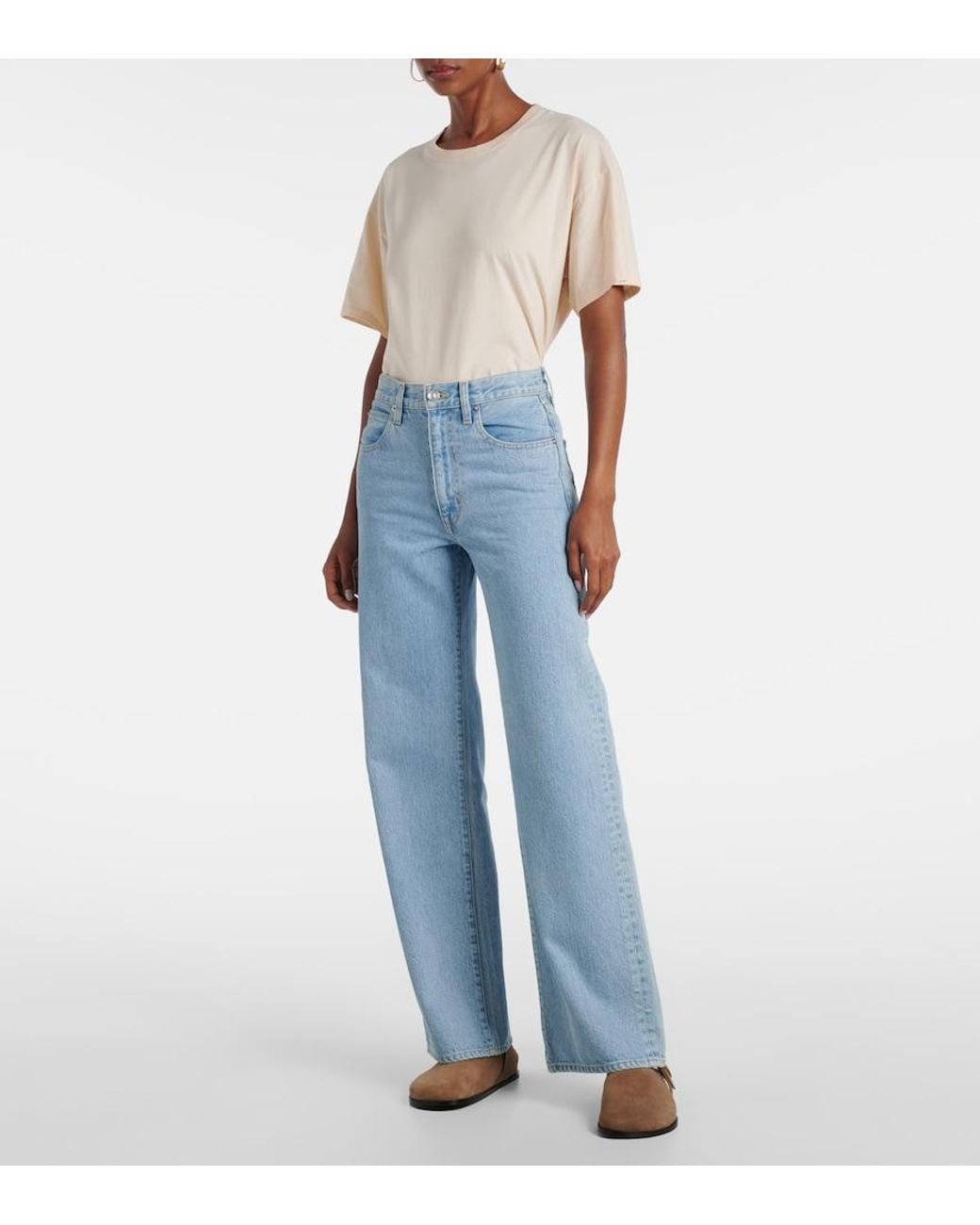 SLVRLAKE Denim Blue Grace High-Rise Wide-Leg Jeans