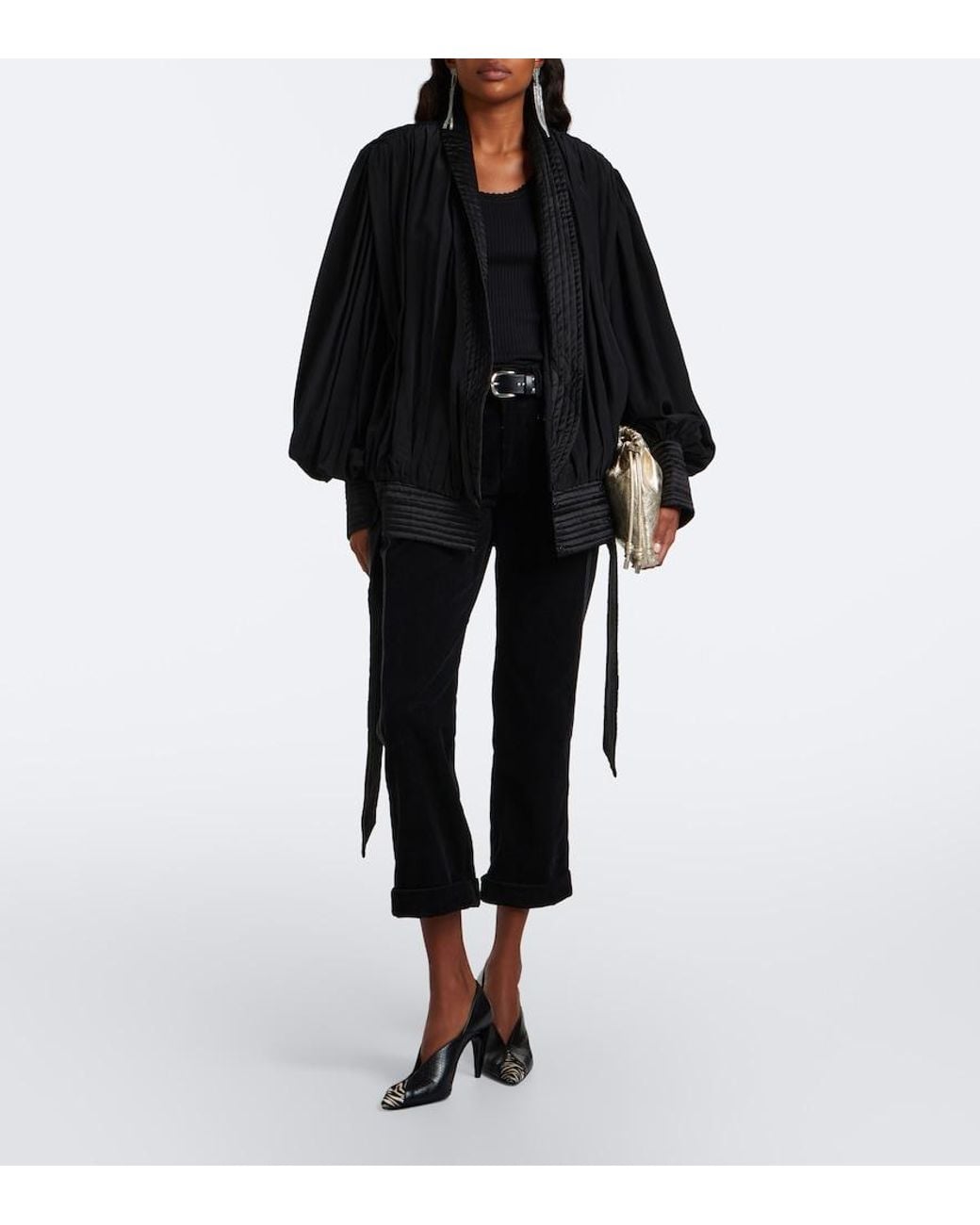 Isabel Marant Black Revene Cotton And Linen Straight Pants