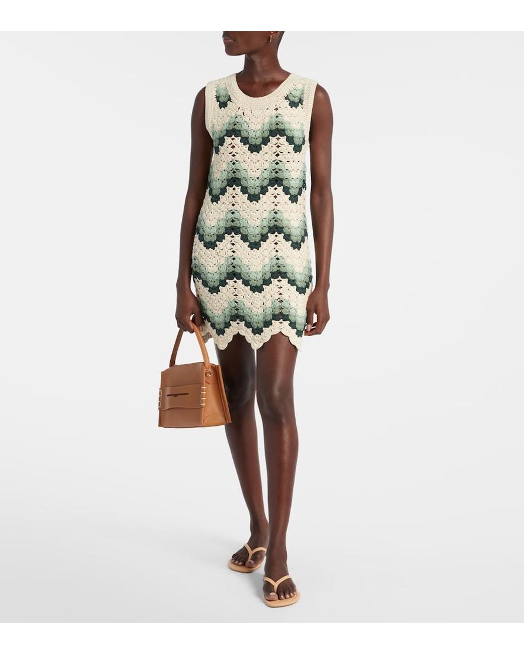 The Upside Green Tidal Sandrine Cotton Crochet Minidress