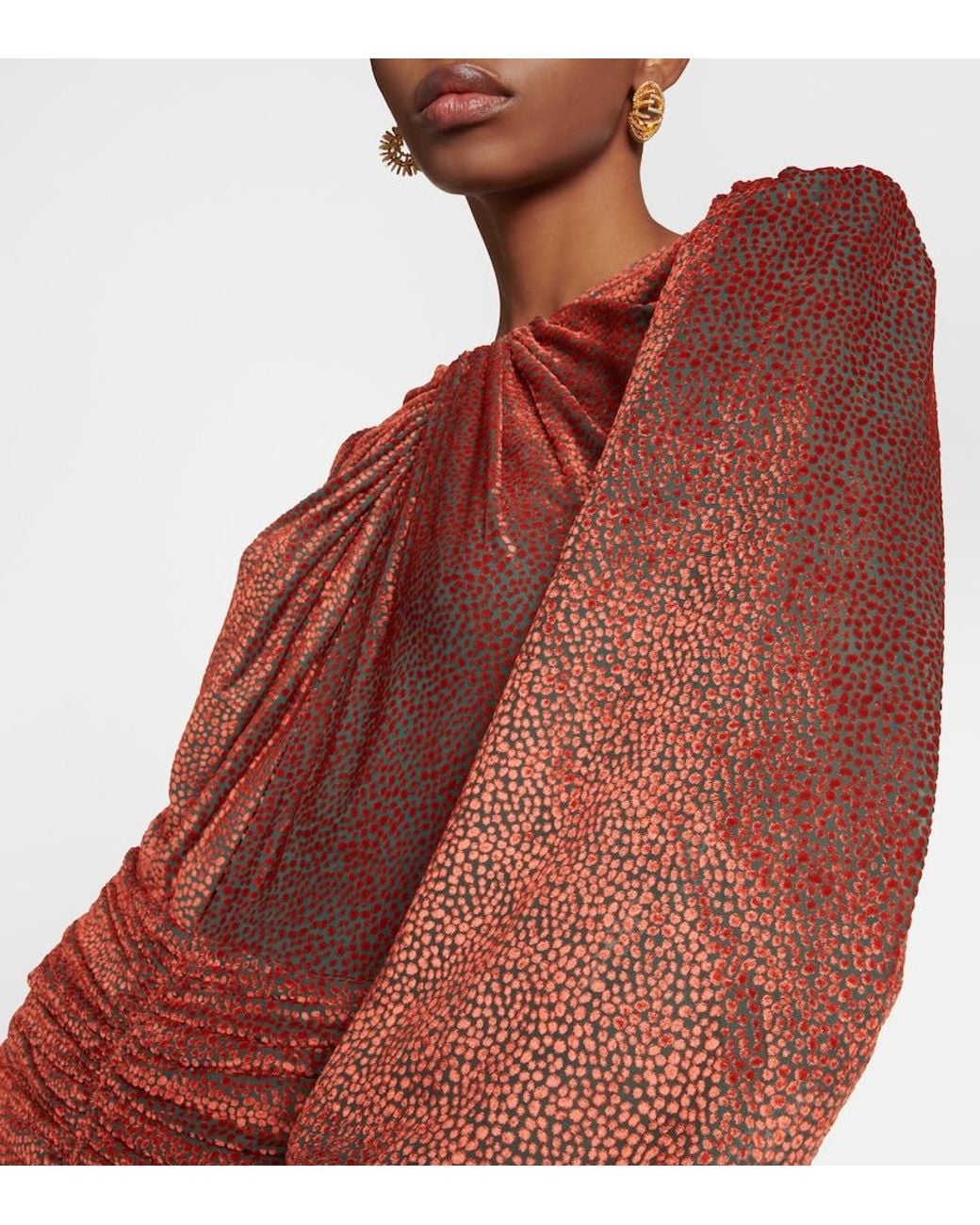 Costarellos Brown Sabrina Ruched Devoré-velvet Gown