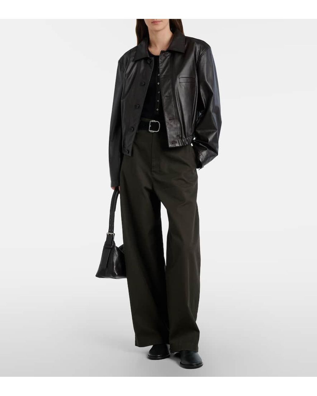 Lemaire Gray Belted Leather Shoulder Bag