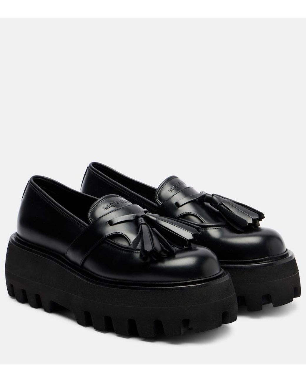 McQueen Black Sofa Leather Platform Loafers