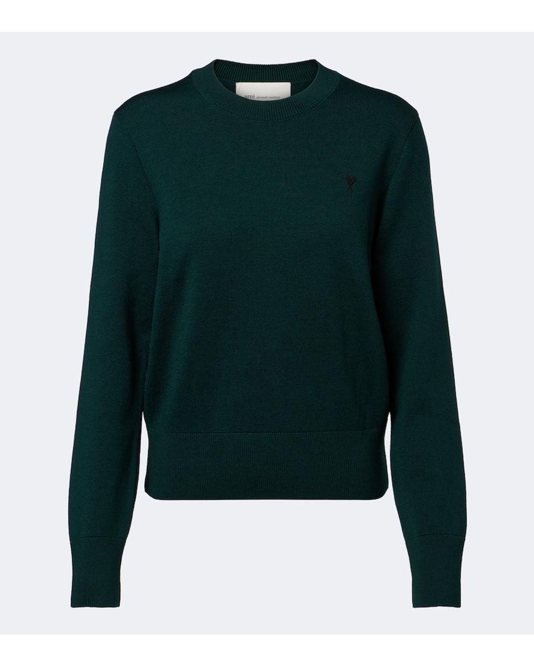AMI Green Ami De Coeur Virgin Wool Sweater