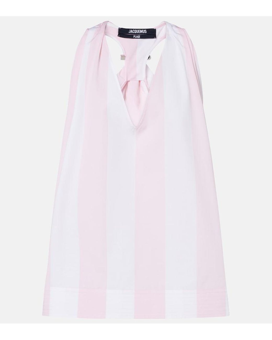 Jacquemus White Norma Striped Cotton Poplin Top