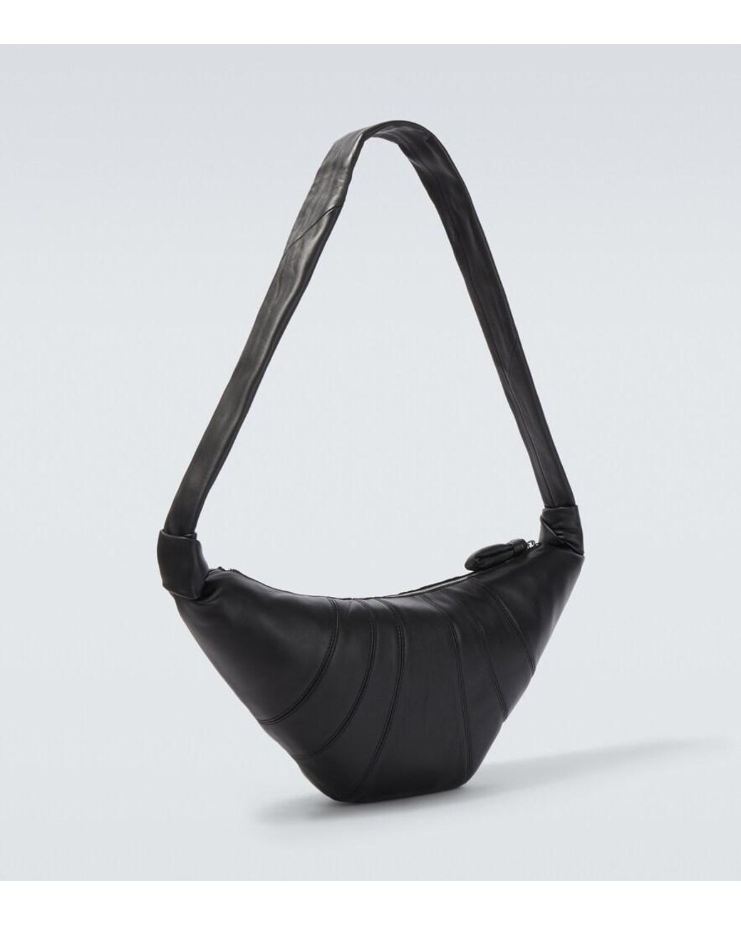 Lemaire Black Croissant Medium Leather Shoulder Bag for men
