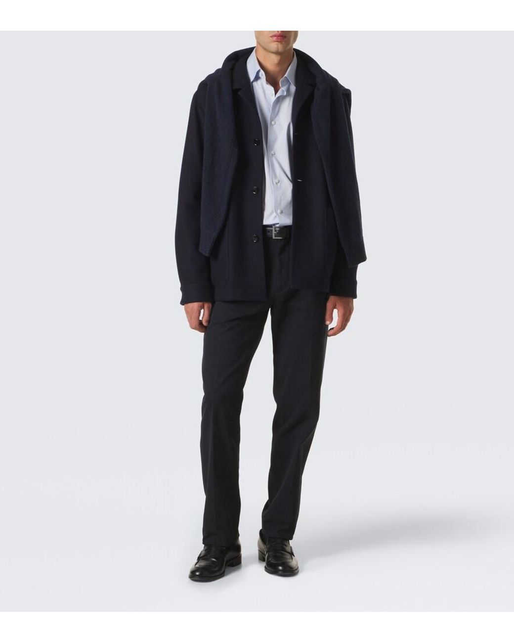 Zegna Blue Cotton And Cashmere Slim Pants for men