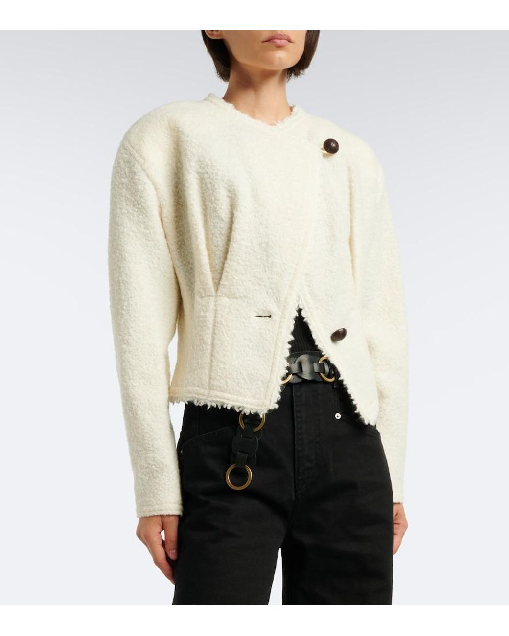 Isabel Marant White Suna Wool And Alpaca-Blend Boucle Jacket