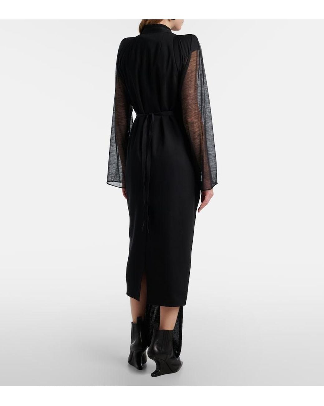 Rick Owens Black Cyclops Wool Wrap Coat