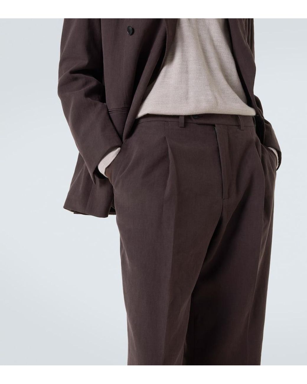 Saman Amel Anzughose Amo Aus Leinen-Canvas in Brown für Herren