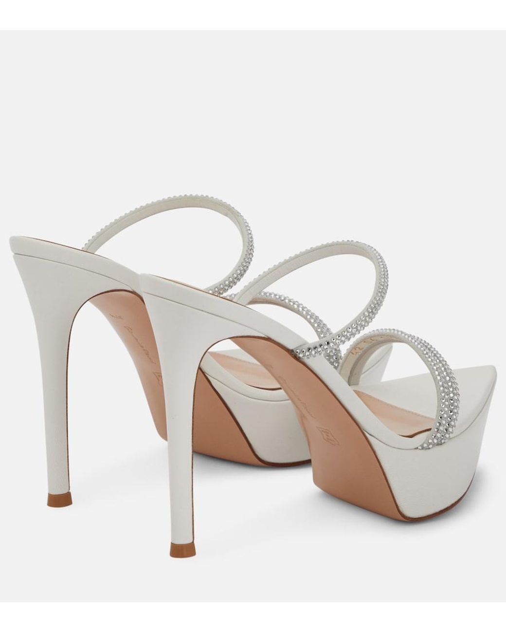 Gianvito Rossi White Cannes Leather Platform Sandals