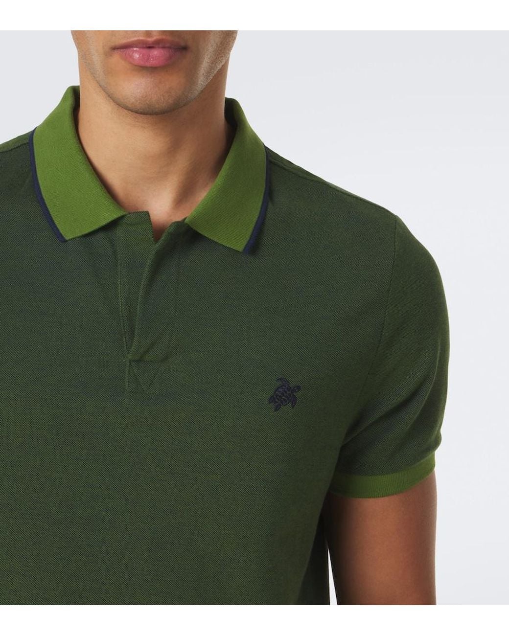 Vilebrequin Green Palatin Cotton Pique Polo Shirt for men