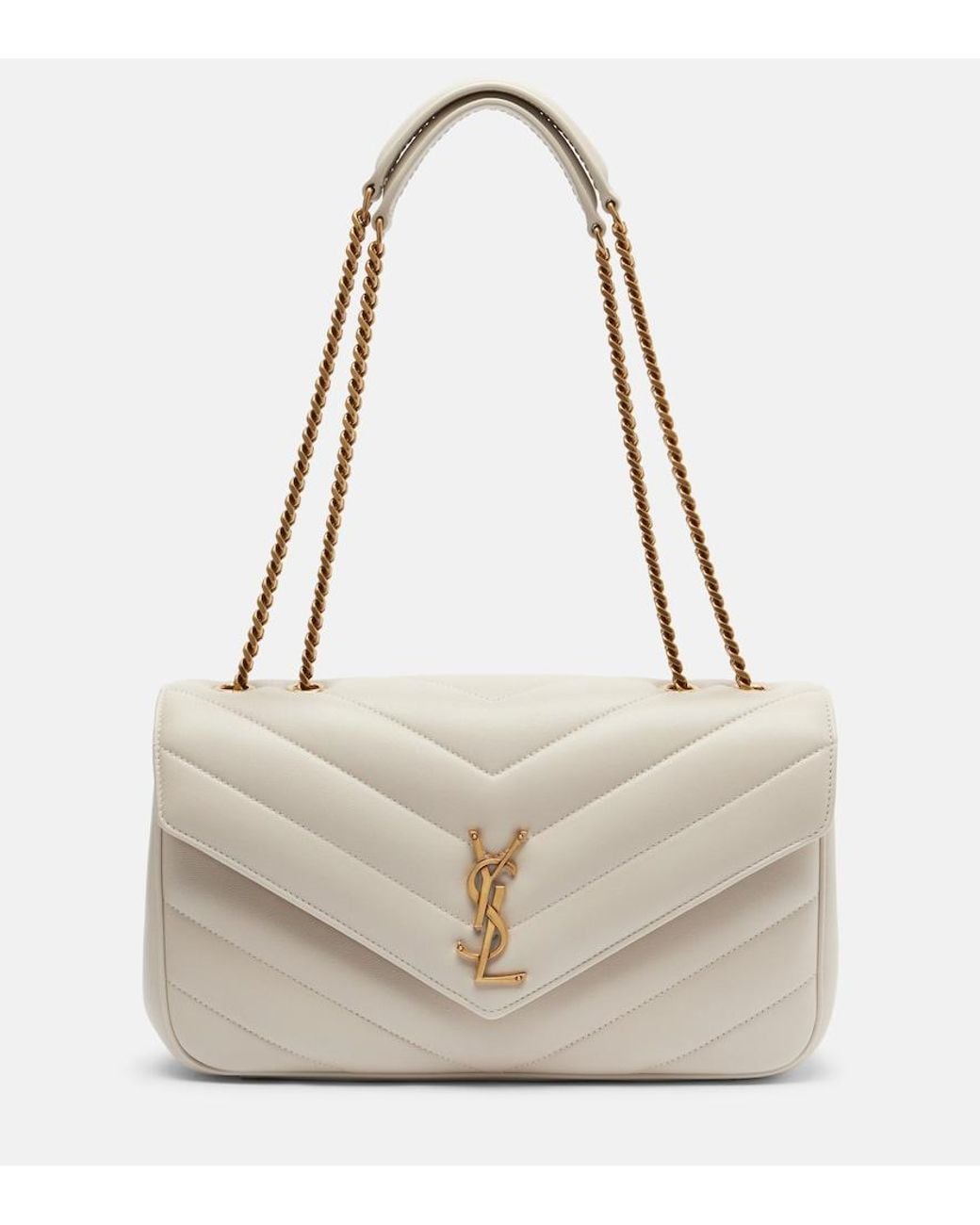 Saint Laurent Natural Loulou Medium Leather Shoulder Bag