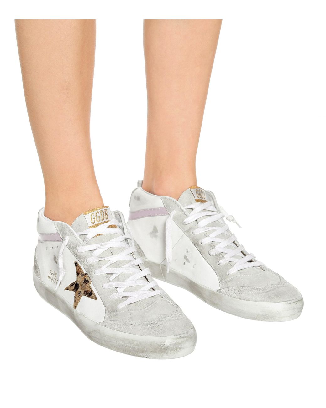 Golden Goose Mid Star Leather And Suede Sneakers in White - Lyst