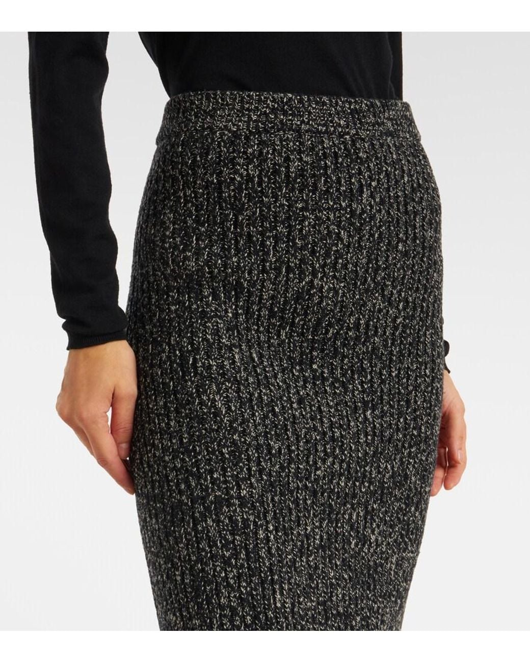 Max Mara Black Rodano Wool-Blend Pencil Skirt