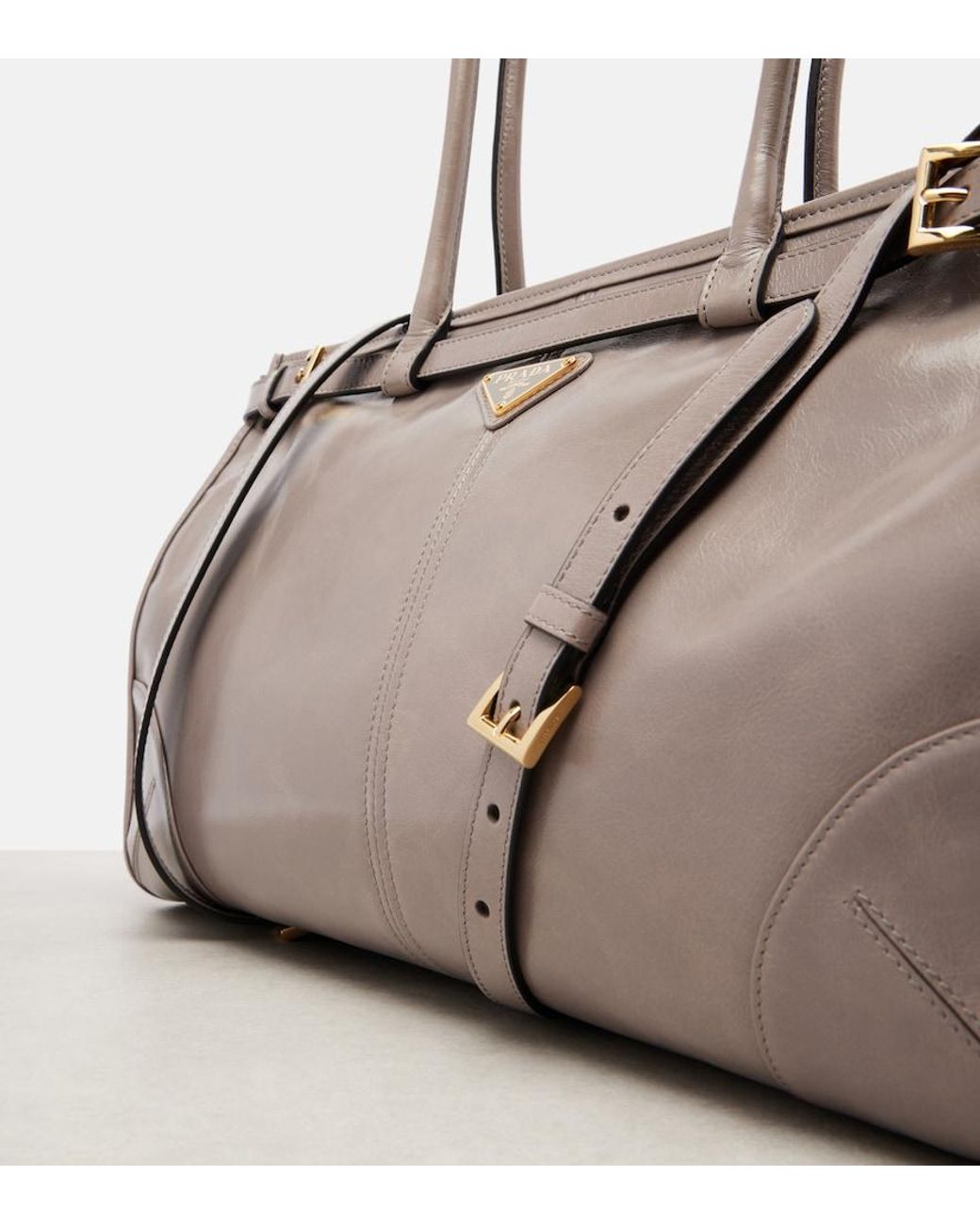Prada Brown Bonnie Large Leather Shoulder Bag