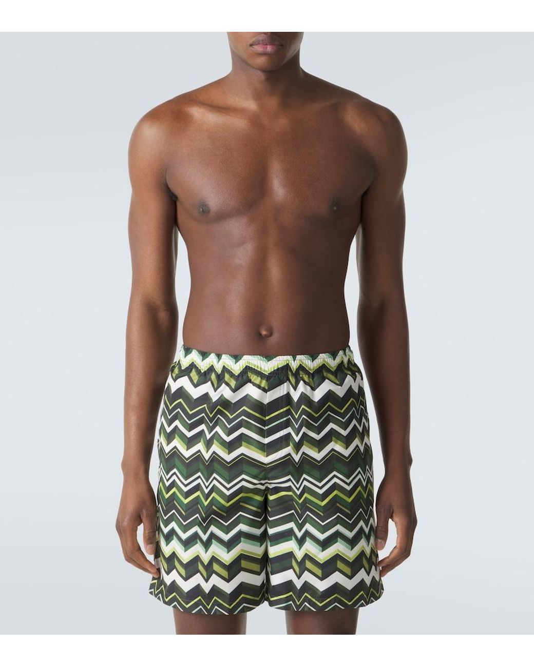 Missoni Green Zigzag Swim Trunks for men
