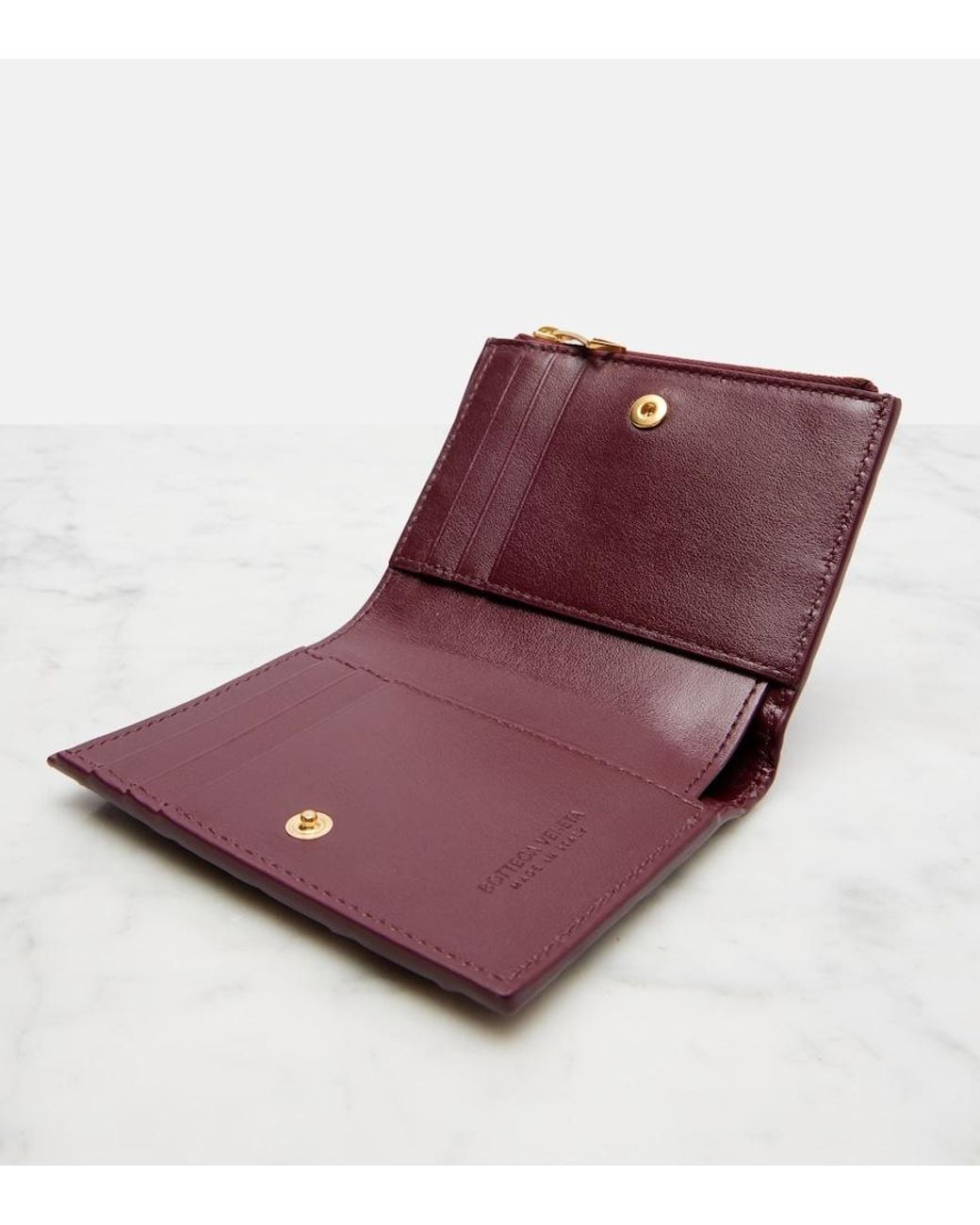Bottega Veneta Purple Intrecciato Small Leather Wallet