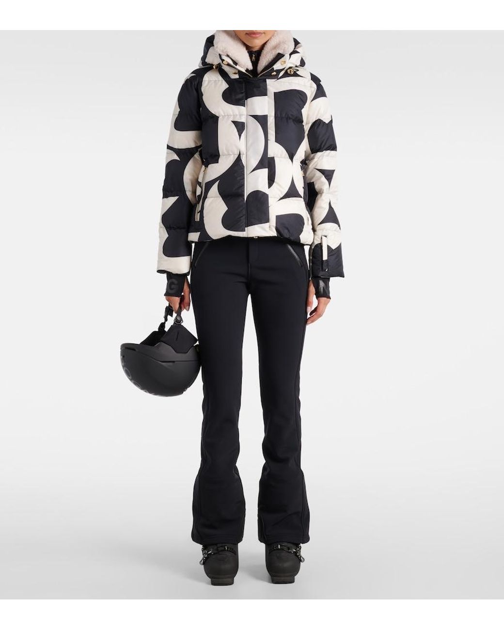 Bogner Black Maja Printed Down Ski Jacket