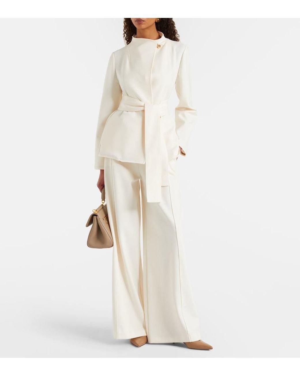 Max Mara White Nigella Jersey Wide-Leg Pants