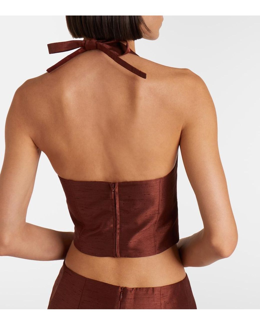 ShuShu/Tong Red Embellished Halterneck Crop Top