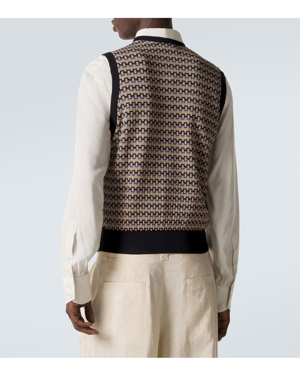 Lemaire Gray Cotton Jacquard Sweater Vest for men