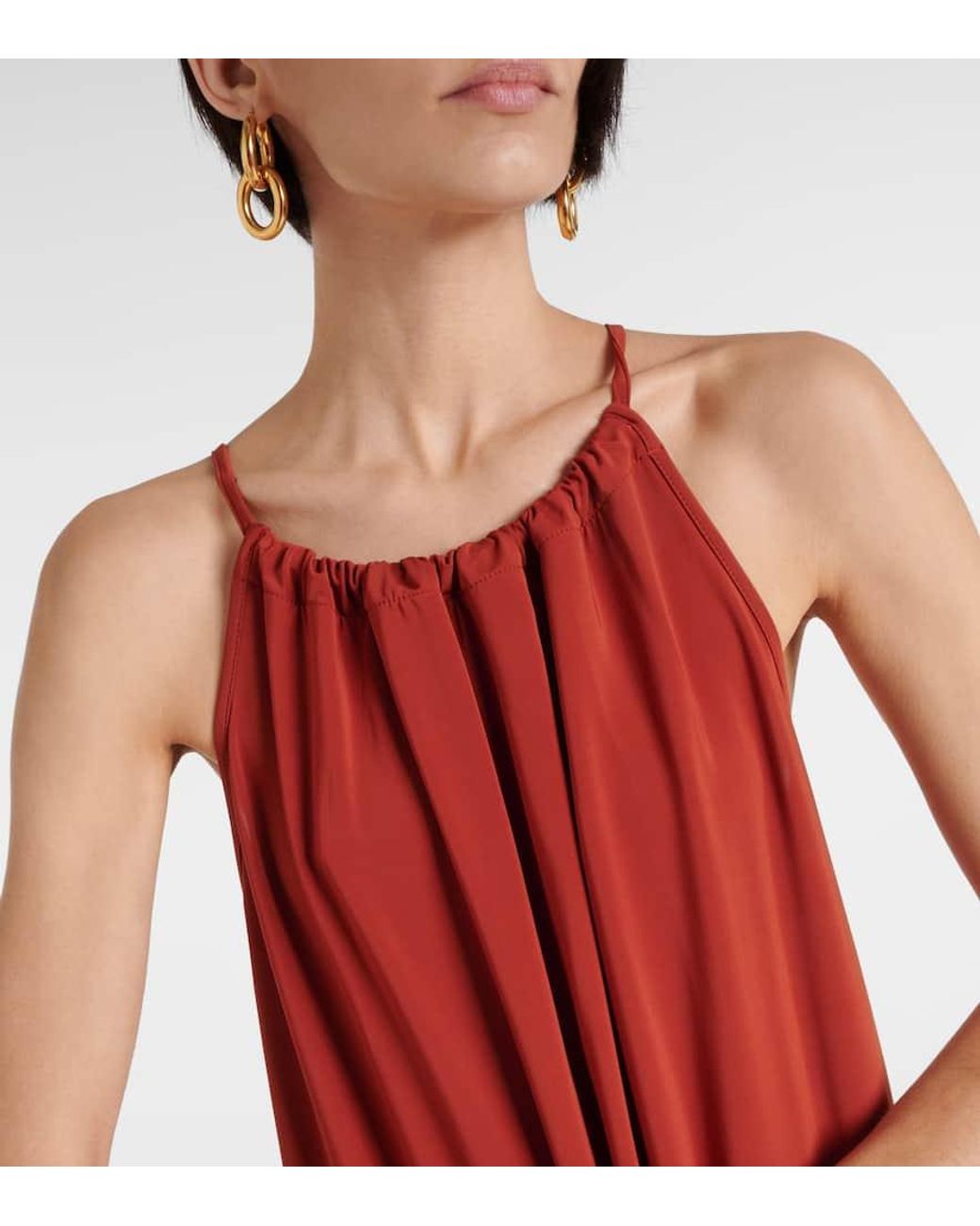 Max Mara Garda Crepe Jersey Maxi Dress in Orange | Lyst