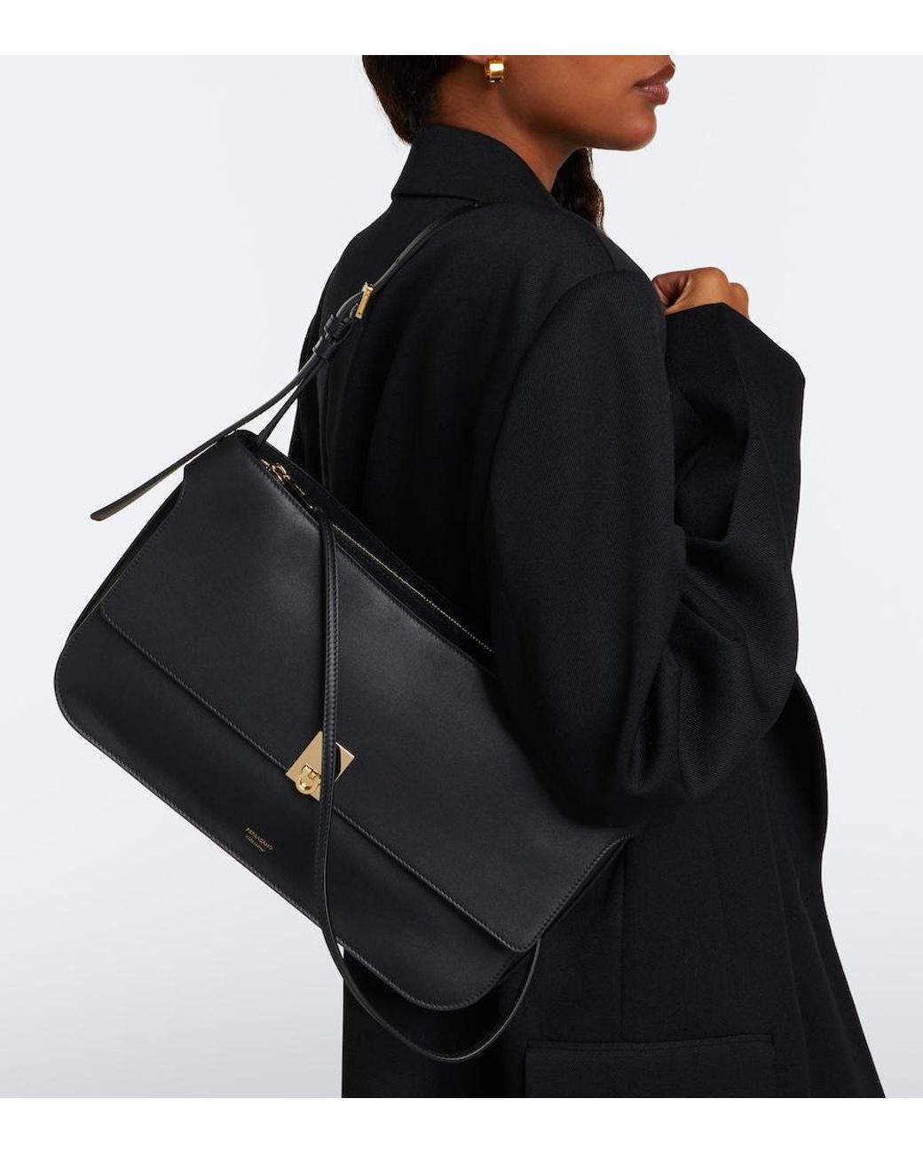 Ferragamo Black Cara Medium Leather Shoulder Bag