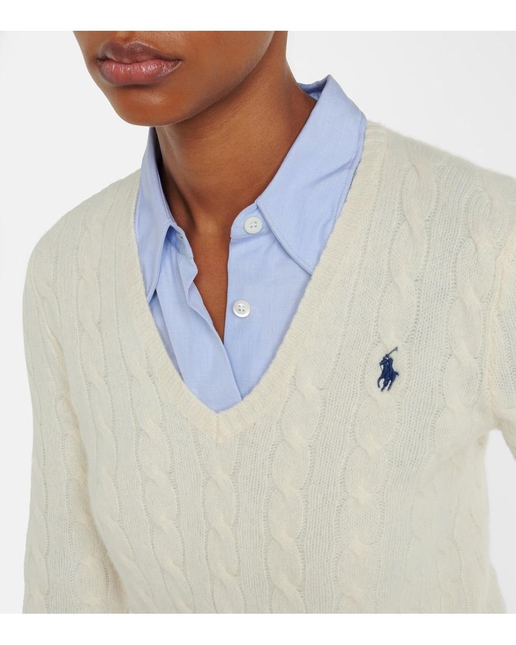 Polo Ralph Lauren White Kimberly Wool And Cashmere Sweater