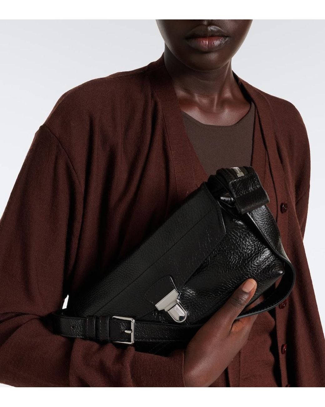 Lemaire Black Gear Leather Shoulder Bag