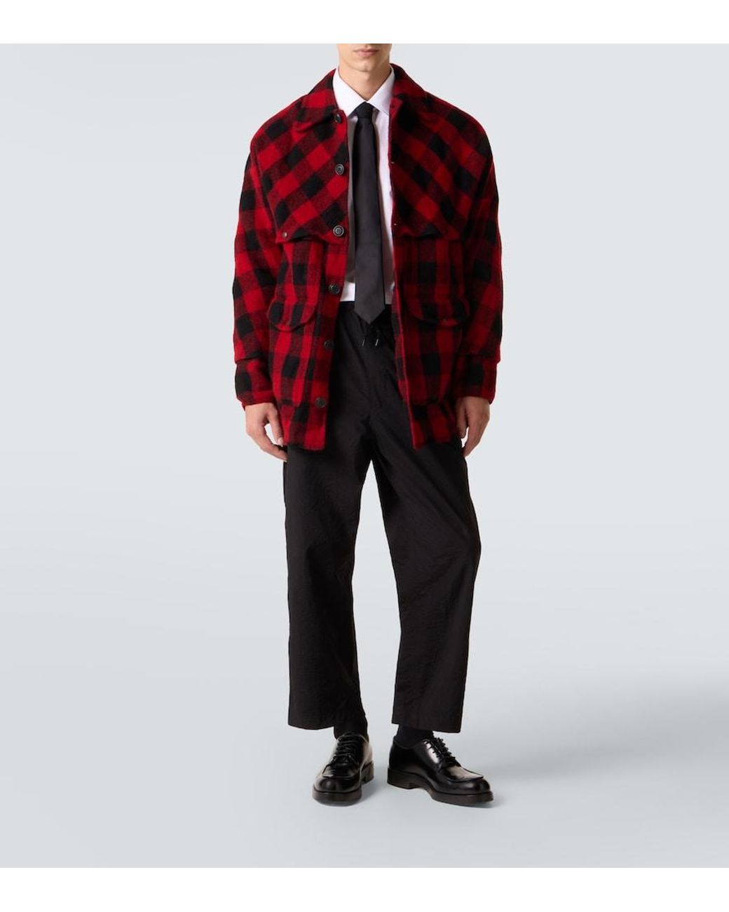 Junya Watanabe Red Checked Wool Jacket for men