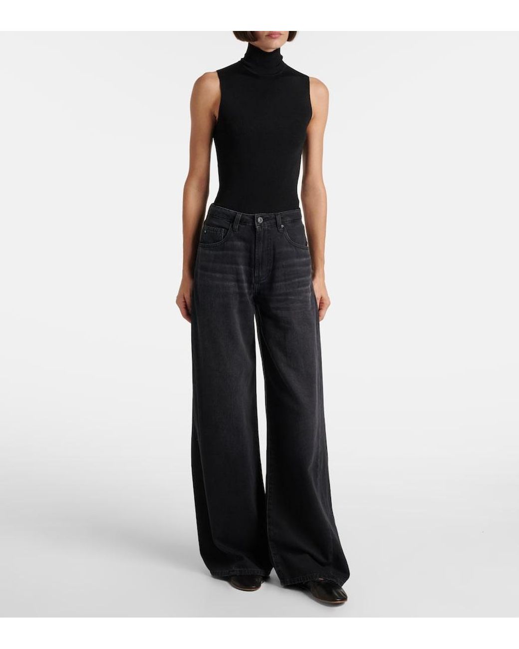 AG Jeans Blue Helsinki High-Rise Wide-Leg Jeans