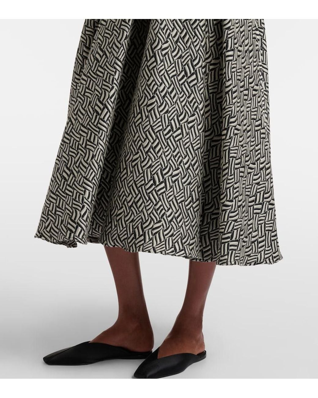 Max Mara Gray Perle Cotton-Blend Jacquard Midi Skirt