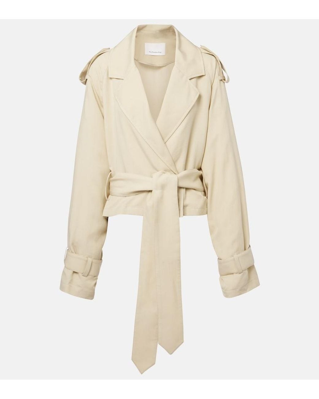 Frankie Shop Natural Simona Cropped Trench Coat