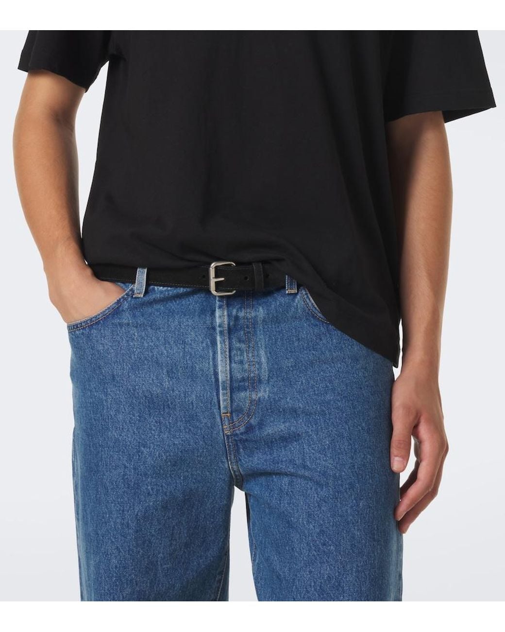 The Row Black Geo Suede Belt for men