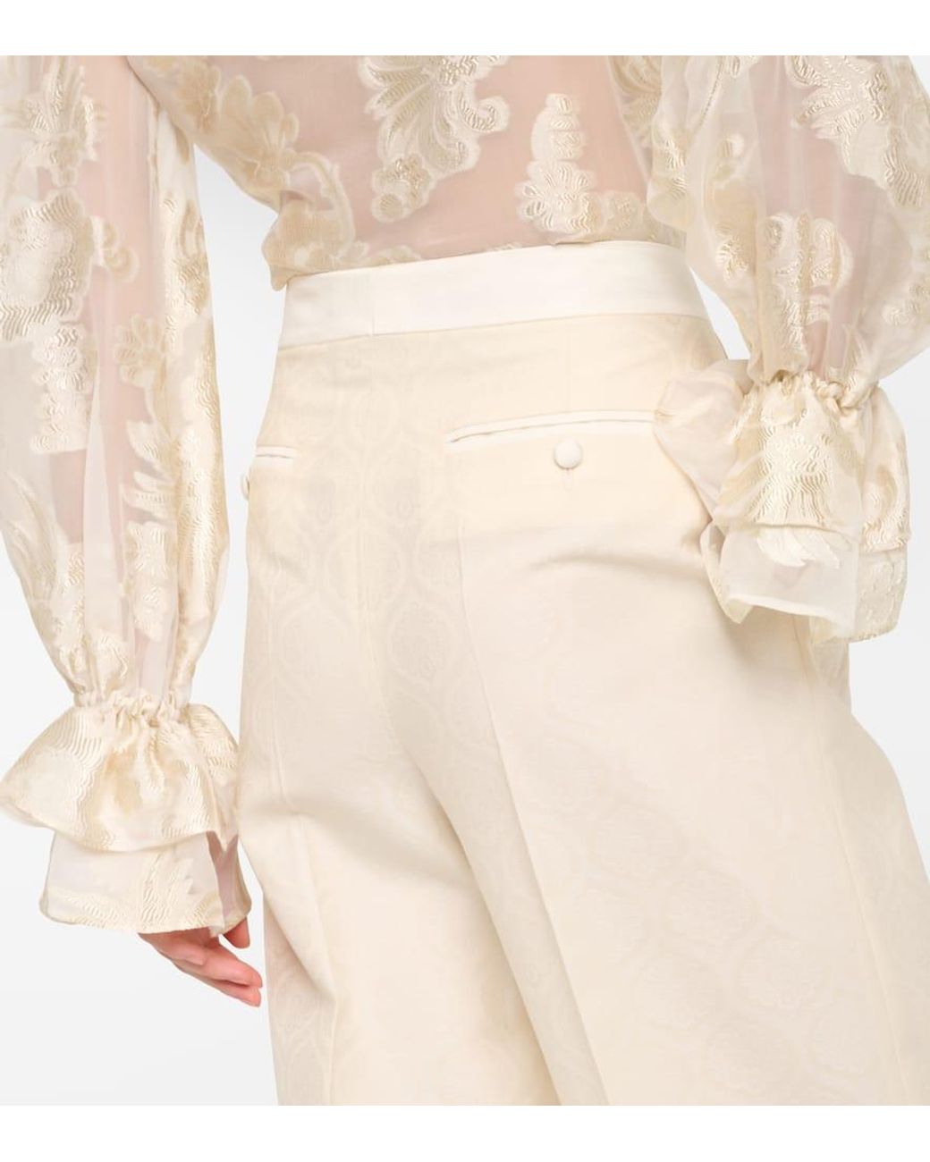 Etro Natural Cotton And Wool Straight Pants